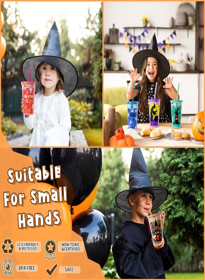 OOINQQ Halloween Color Changing Cups for Kids - 6pcs 12Oz Plastic Tumbler with Lid and Straw in 6 Colors for Coffee Tea Cold Drinks Halloween Party Favors Supplies - Image 5
